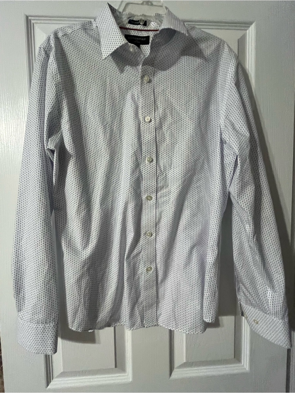 Men's White Micro-Pattern Dress Shirt Banana Republic large